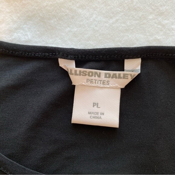 Black White Color Block Wave Pattern Key Hole Cut Out Tie Front Blouse Size PL - Picture 8 of 12